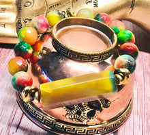 Load image into Gallery viewer, Yellow, Green &amp; Red Agate Bracelet
