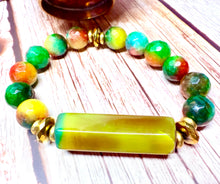 Load image into Gallery viewer, Yellow, Green &amp; Red Agate Bracelet
