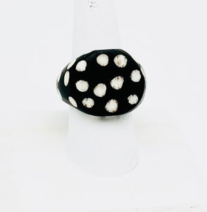 Polka Dot Batik Bone Ring