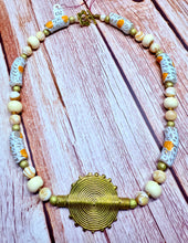 Load image into Gallery viewer, Brass sun coin necklace
