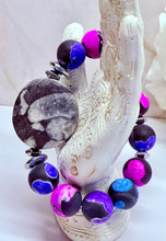 Load image into Gallery viewer, Mixed Matte Fire Agate bracelet” Silver”
