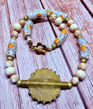 Load image into Gallery viewer, Brass sun coin necklace
