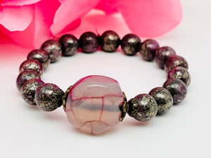 Pink Agate with Pyrite