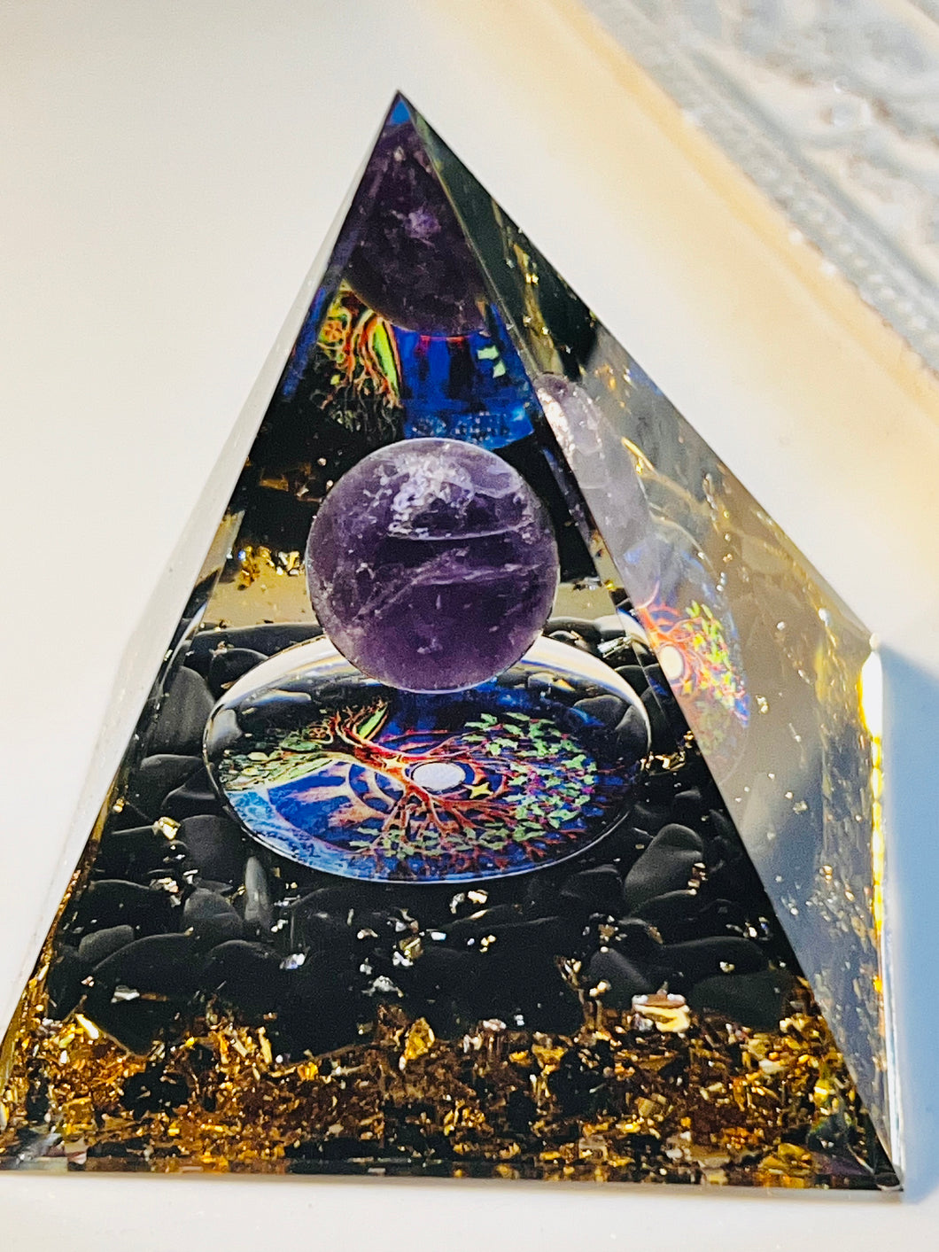 Amethyst Sphere Orgonite Pyramid