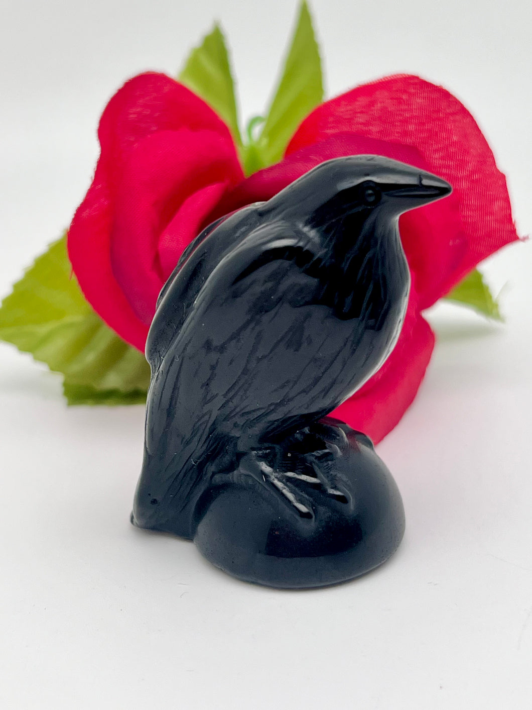 Obsidian Raven Carving