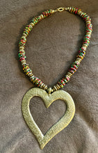 Load image into Gallery viewer, Oversized Akoma Ashanti Brass Heart Statement Necklace
