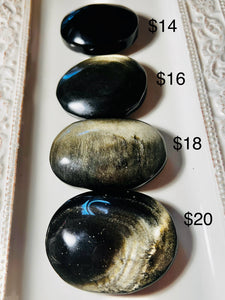 Golden Obsidian Palm Stones