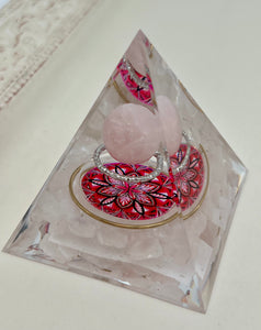 Rose Quartz Sphere Orgonite Pyramid