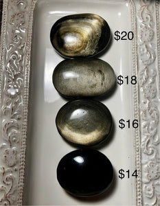 Golden Obsidian Palm Stones