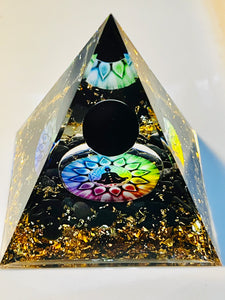 Obsidian Sphere Orgonite Pyramid