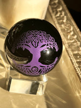 Load image into Gallery viewer, Black Obsidian Purple Tree of Life  Sphere
