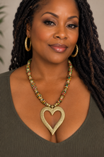 Load image into Gallery viewer, Oversized Akoma Ashanti Brass Heart Statement Necklace
