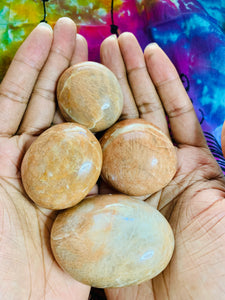 Peach Moonstone Palm Stones