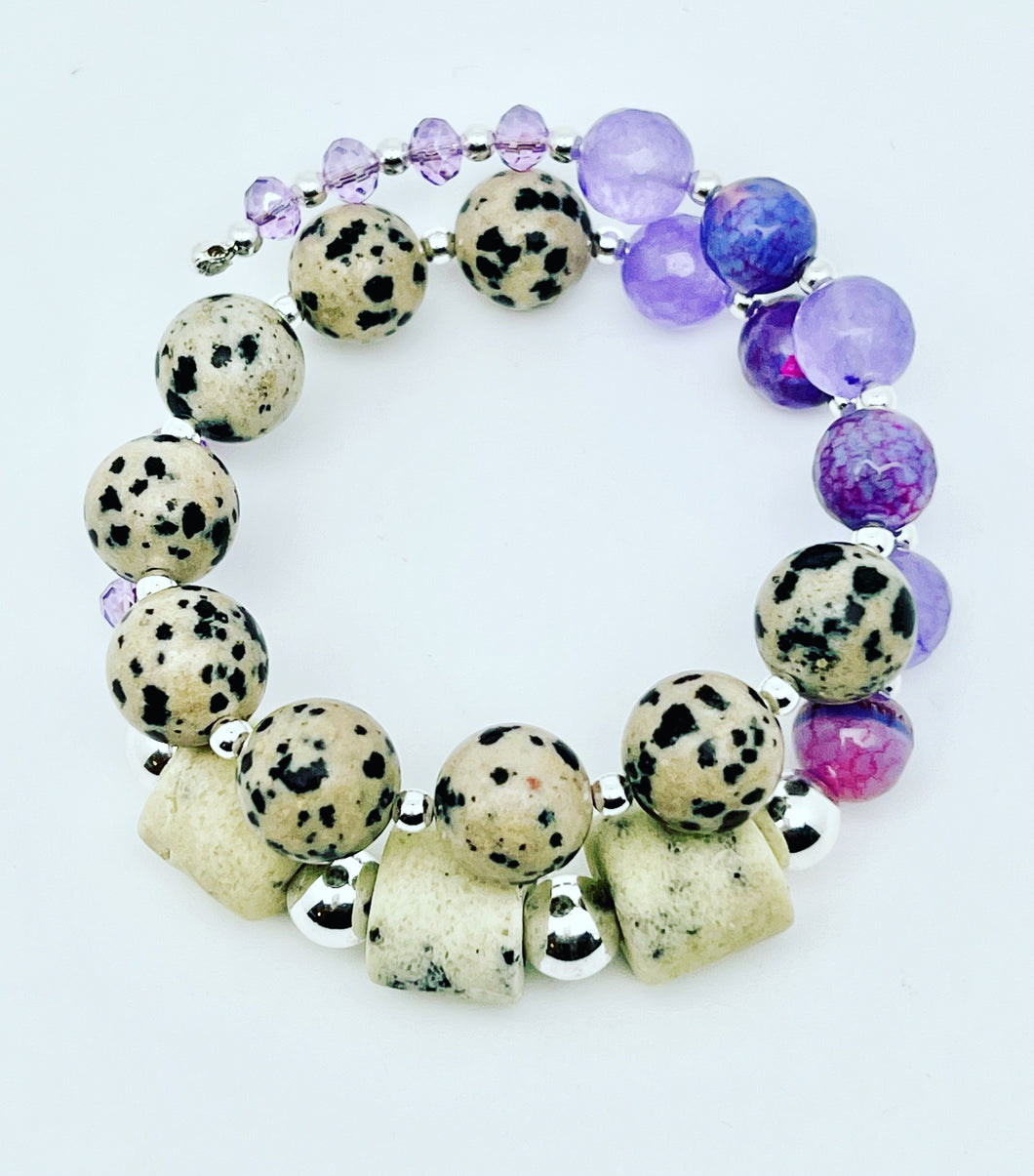 Purple with Dalmatian beads