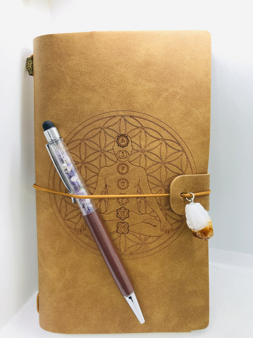 Leatherette Crystal Journal with intentions pen 2pc set