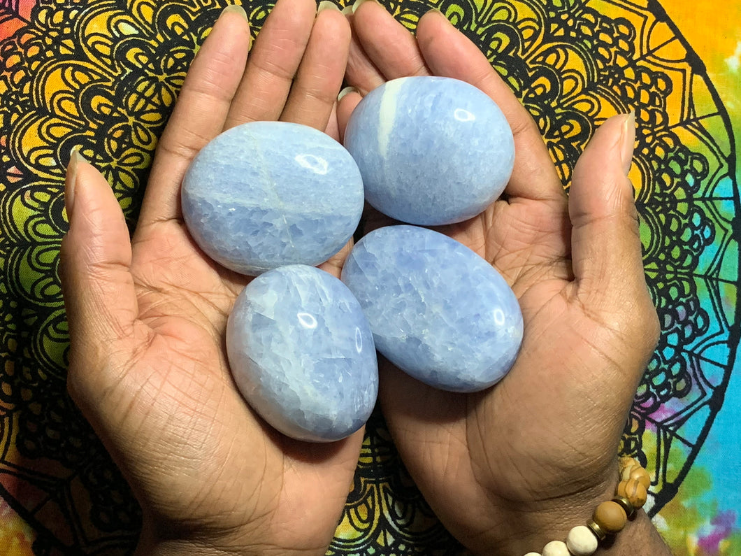 Blue Calcite Palm Stones XL random pull but selected for you with ♥️🙏🏽