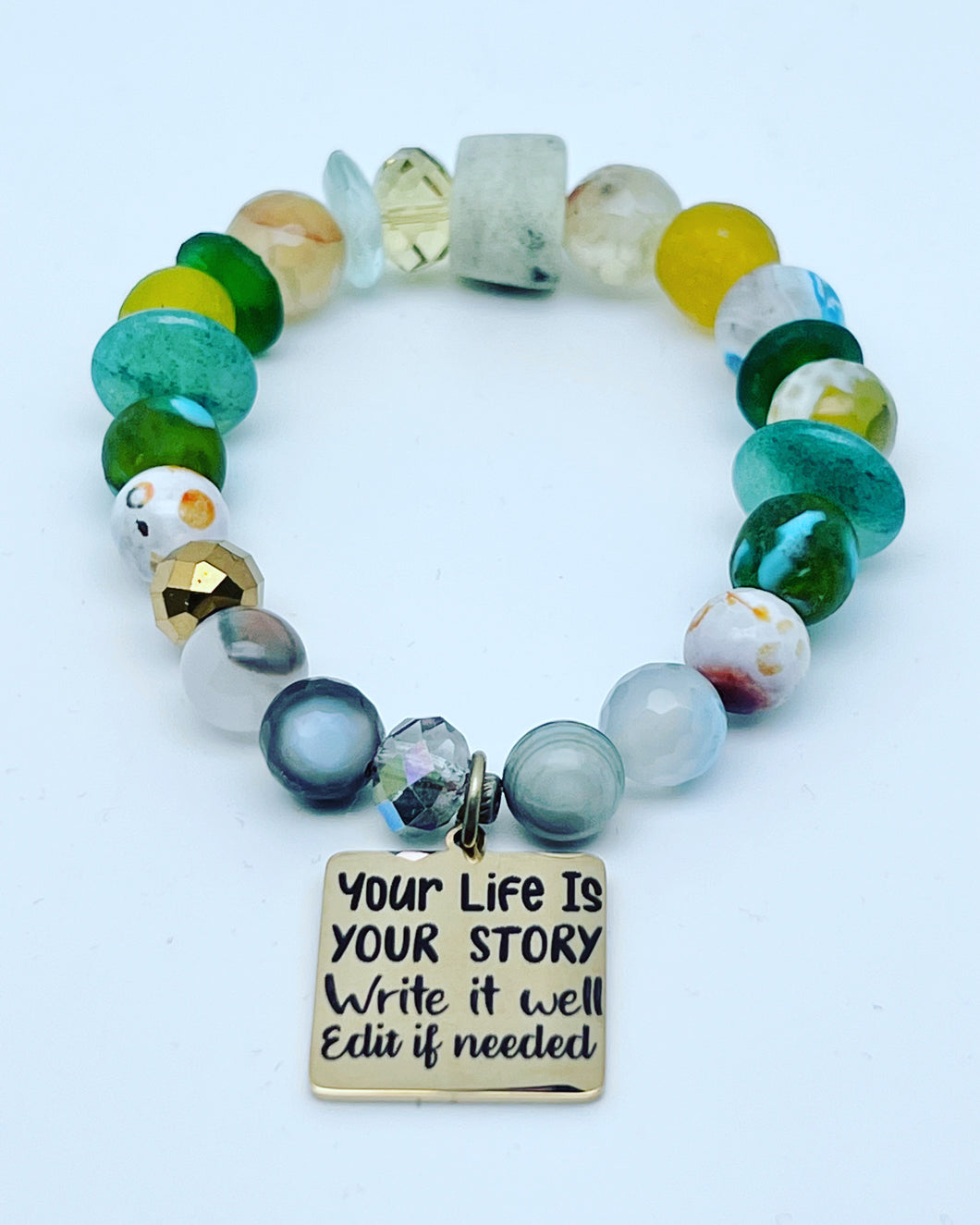 Positive Affirmation  “Your Life” brass bracelet